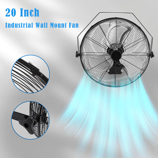 20 Inch Industrial Wall Mount Fan Metal 3 Speed Ventilation Shop Fan