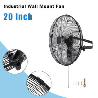 20 Inch Industrial Wall Mount Fan Metal 3 Speed Ventilation Shop Fan