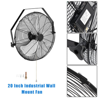 20 Inch Industrial Wall Mount Fan Metal 3 Speed Ventilation Shop Fan