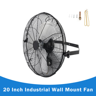 20 Inch Industrial Wall Mount Fan Metal 3 Speed Ventilation Shop Fan