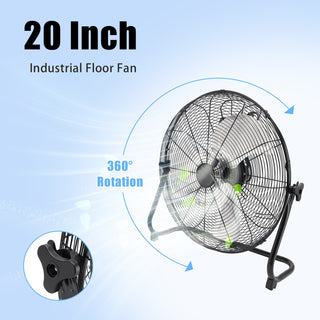 20 Inch High Velocity Industrial Cooling Floor Fan With 3 Speeds Tilt Head