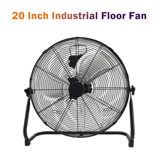 20 Inch High Velocity Industrial Cooling Floor Fan With 3 Speeds Tilt Head