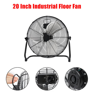 20 Inch High Velocity Industrial Cooling Floor Fan With 3 Speeds Tilt Head