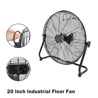 20 Inch High Velocity Industrial Cooling Floor Fan With 3 Speeds Tilt Head