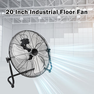 20 Inch High Velocity Industrial Cooling Floor Fan With 3 Speeds Tilt Head