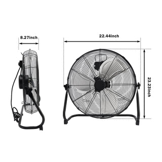 20 Inch High Velocity Industrial Cooling Floor Fan With 3 Speeds Tilt Head