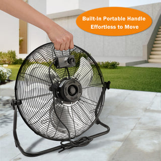 20 Inch High Velocity Industrial Cooling Floor Fan With 3 Speeds Tilt Head