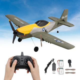 3Channel Remote Control 2.4Ghz 6Axis Stabilizer Airplane With 2Batteries Green