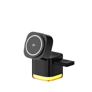 5 in 1 Charging Station for Apple Mag-Safe for iPhone Charger Qi2 Wireless Charger Stand Built-in Type-C 30W Fast Charging Retractable Cable for iPhone 17 16 15 14 13 12 Series Apple Watch AirPods