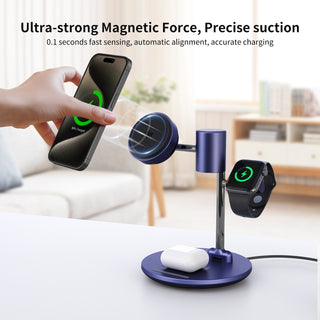 4-in-1 Qi2 15W Cooling Wireless Charger Station Fast Charging Station MagSafe