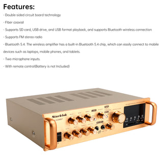 2500W 5CH Amplifiers Amplificador HiFi Stereo AV Surround SD FM Home Theater