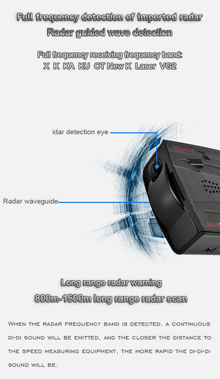 STR550 Lidar Speedometer Radar Detector Car Radar Speed Detector 360°Laser Dog