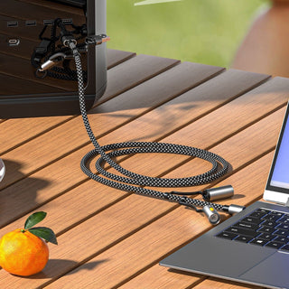 240W 6-in-1 Rugged Charging Cable with Arc Ignite and Emergency Light USB C Fast Charging Cable for Outdoor Emergency Use 240W Arc Strobe