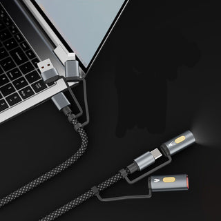 240W 6-in-1 Rugged Charging Cable with Arc Ignite and Emergency Light USB C Fast Charging Cable for Outdoor Emergency Use 240W Arc Strobe