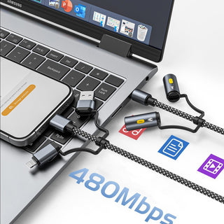 240W 6-in-1 Rugged Charging Cable with Arc Ignite and Emergency Light USB C Fast Charging Cable for Outdoor Emergency Use 240W Arc Strobe