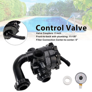 SP0715XG2 Control Valve with Pressure Gauge Compatible with Hayward Pro-Series