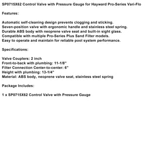 SP0715XG2 Control Valve with Pressure Gauge Compatible with Hayward Pro-Series