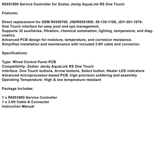 R0551800 Service Controller for Zodiac Jandy AquaLink RS One Touch Control Syste