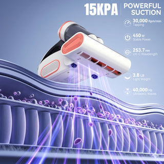 15KPa Cordless Mattress Vacuum Cleaner with UV Care & 140°F Heat