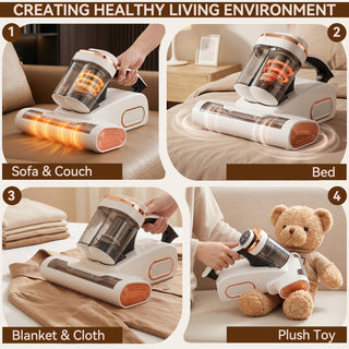 15KPa Cordless Mattress Vacuum Cleaner with UV Care & 140°F Heat