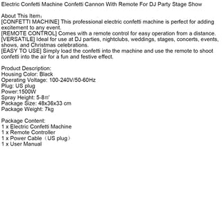 Electric Confetti Machine Confetti Cannon With Remote For DJ Party Stage Show