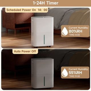 Dehumidifier for Basement and Large Room, 26 Pints Dehumidifiers for Home with Drain Hose, Intelligent Humidity Control Ideal for RV, Bathroom, Bedroom