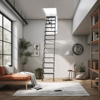 13 Steps Electirc Acctic Ladder Aluminum Folding 11.8FT Remote For Loft Home 35"27.5"Loft Ladder Stairs Electirc Attic Folding Ladder Workshop 13 Steps 3.6M 13 Steps Black Loft Folding Electirc Attic Ceiling Ladder Stairs 35"27.5" 3.6M