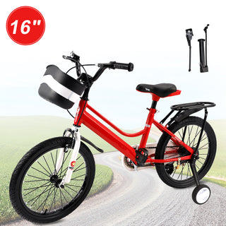 16" Kids Bike for Boys and Girls with auxiliary wheels & Rack Red
