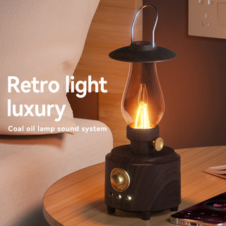 Retro Kerosene Table Lamp Bluetooth Speaker IPX4 Waterproof Bedside Lamp Camping