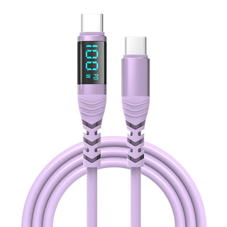 100W Digital Display Silicone Fast Charging Data Cable for Mobile Phones and Laptops Dual Type-C Zinc Alloy Silicone Data Cable