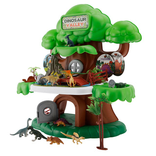 37 Pcs Dinosaur Valley Tree House Toy Realistic Set With Tree And Fence For Kid