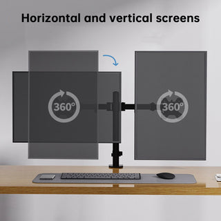 Double Dual Display Computer Monitor Arm Mount Desk Stand 17"-27" Screen LED LCD