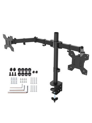 Double Dual Display Computer Monitor Arm Mount Desk Stand 17"-27" Screen LED LCD