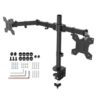 Double Dual Display Computer Monitor Arm Mount Desk Stand 17"-27" Screen LED LCD