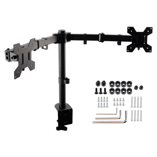 Double Dual Display Computer Monitor Arm Mount Desk Stand 17"-27" Screen LED LCD