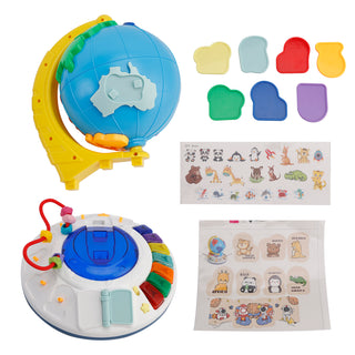 5In1 Interactive Light Up Globe With Sound,Puzzle,Bead Maze And World Map Toy