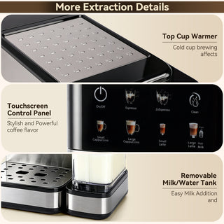 20 Bar Espresso Machine With Automatic Milk Frother Cappuccino Latte Machines