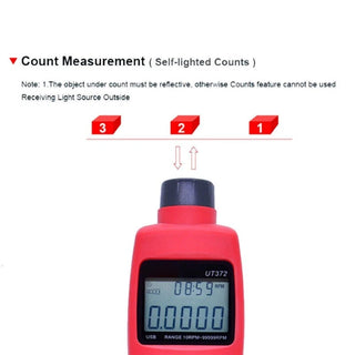 UT372 Digital Laser Photo Non-Contact Tachometer Wide Range USB Interface