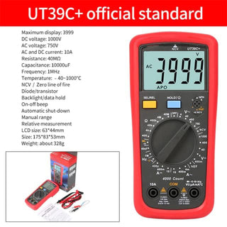 UT39C+ Digital Multimeter AC DC Voltmeter Ohm Cap Diode Tester