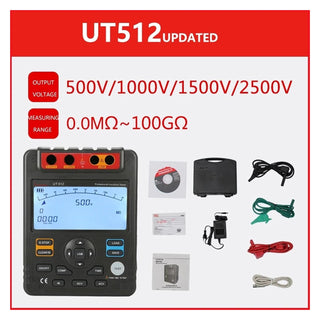 UT512 Insulation Resistance Testers Voltmeter Auto Range 2500V 100GΩ