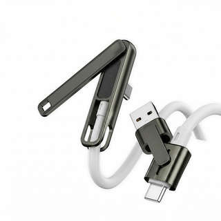100W Silicone Zinc Alloy 3-in-1 Fast Charging Data Cable Stand for Watching TV Series and Playing Games - a popular charging cable for iPhone/Samsung/Android Phones