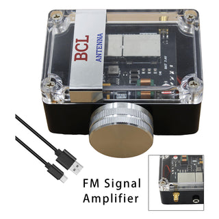 FM Signal Booster Adjustable Gain 88-108MHz with USB-C Rechargeable Battery