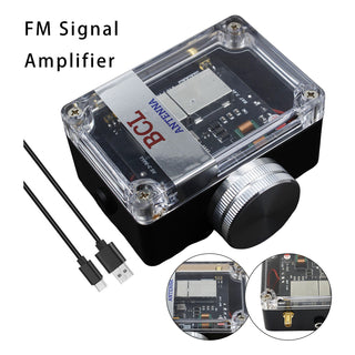 FM Signal Booster Adjustable Gain 88-108MHz with USB-C Rechargeable Battery