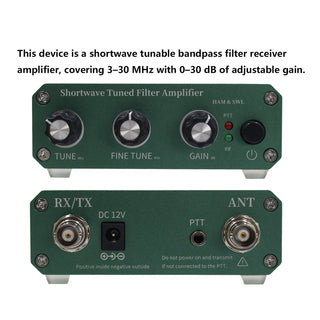 Shortwave Tuned Amplifier 3-30MHz Frequency Coverage Adjustable Gain 0-30dB