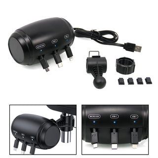 3-in-1 Retractable Car Backseat Charging Station Box for iPhone/Samsung/Android