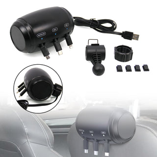 3-in-1 Retractable Car Backseat Charging Station Box for iPhone/Samsung/Android