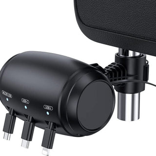 3-in-1 Retractable Car Backseat Charging Station Box for iPhone/Samsung/Android
