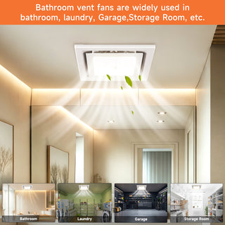 145 CFM 12" Bathroom Exhaust Fan 1.5sones Bath Fan Low Noise with Light