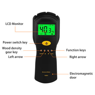 AS981 Non-contact Wood Moisture Meter Digital Hygrometer Humidity Tester