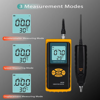 Digital AR63B Vibration Meter Vibrometer 3-in-1 Measuring Modes For Accelerat